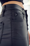 High Rise Button Fly Leather Skinny Jean